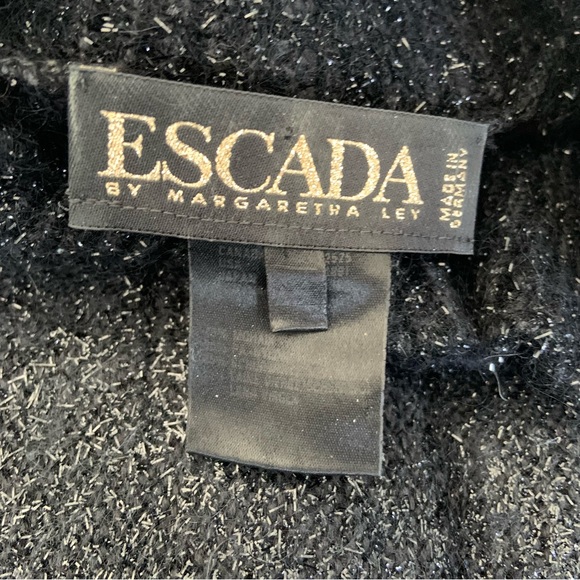 ESCADA VINTAGE KNIT MOHAIR OVERSIZED SWEATER / METALLIC / TUNIC / LARGE - Picture 4 of 6